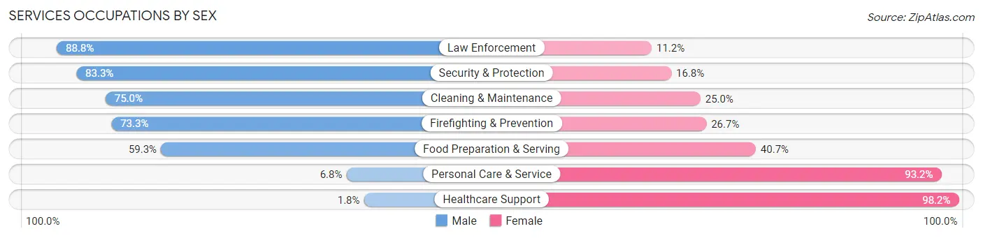 Services Occupations by Sex in Zip Code 73142