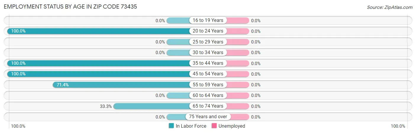 Employment Status by Age in Zip Code 73435
