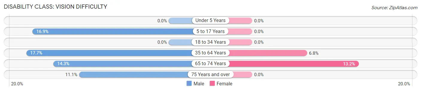 Disability in Zip Code 73458: <span>Vision Difficulty</span>