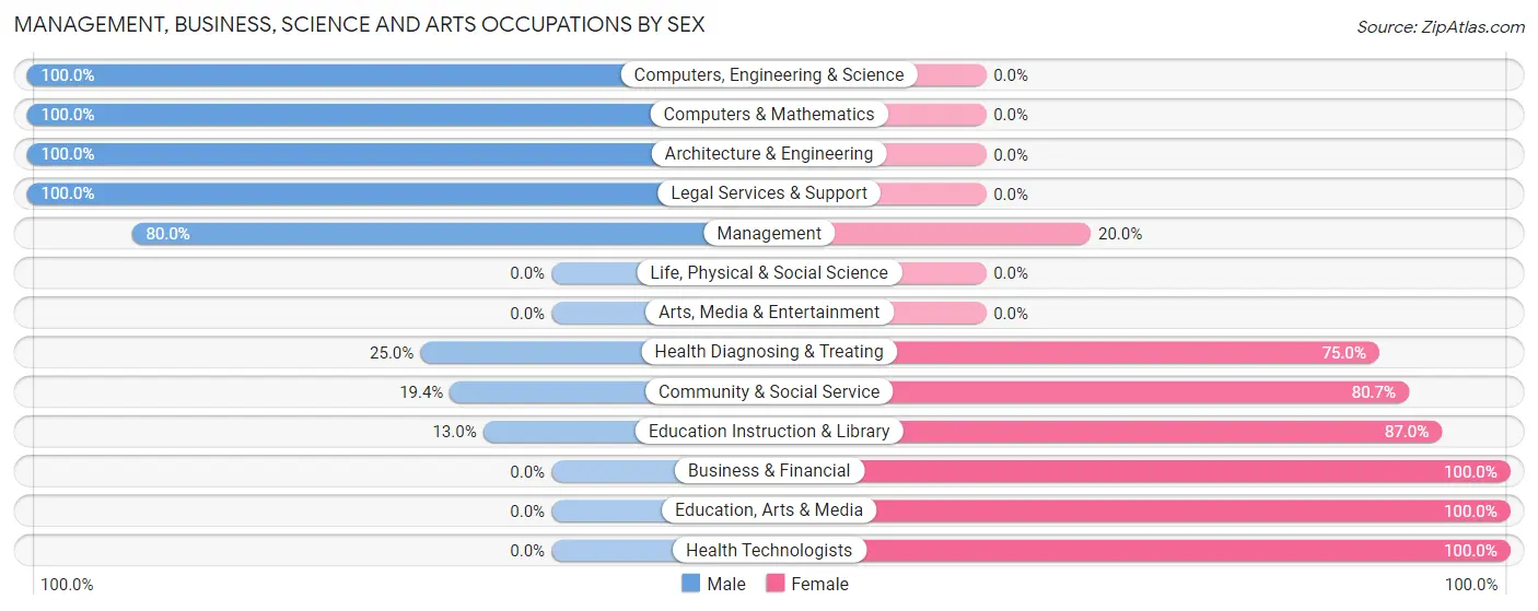 Management, Business, Science and Arts Occupations by Sex in Zip Code 73528