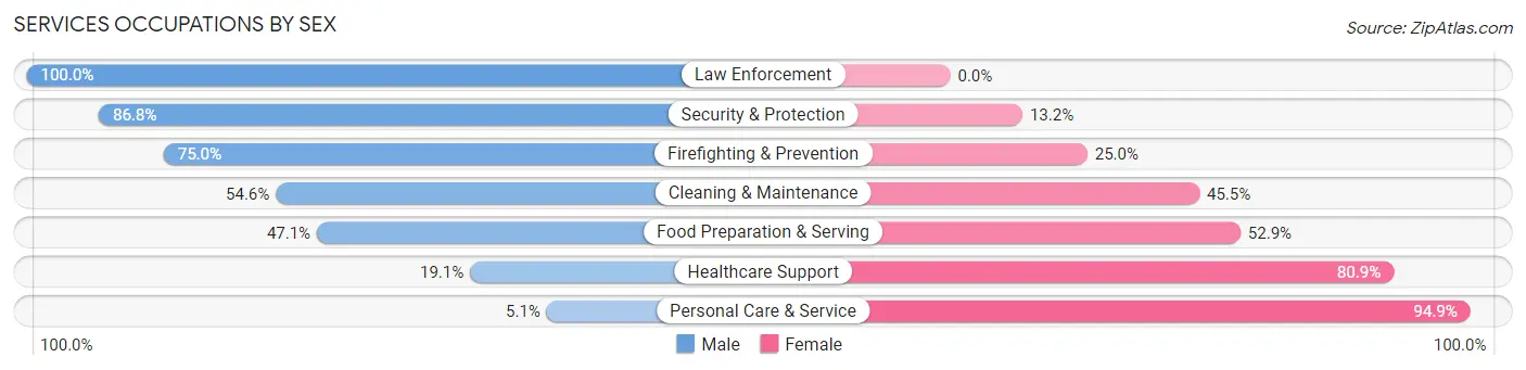 Services Occupations by Sex in Zip Code 73529