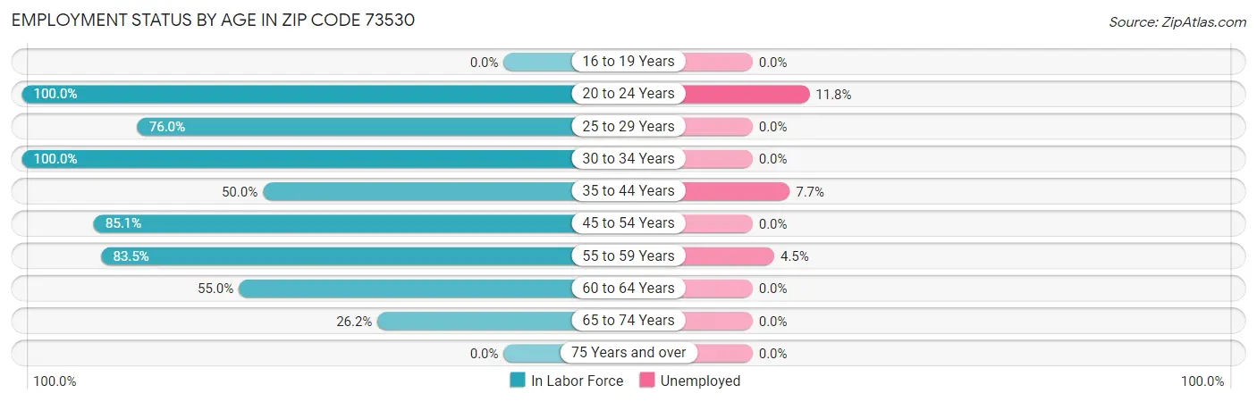 Employment Status by Age in Zip Code 73530