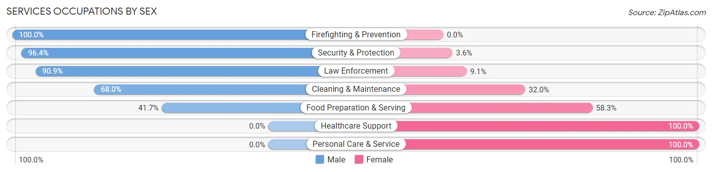Services Occupations by Sex in Zip Code 73538