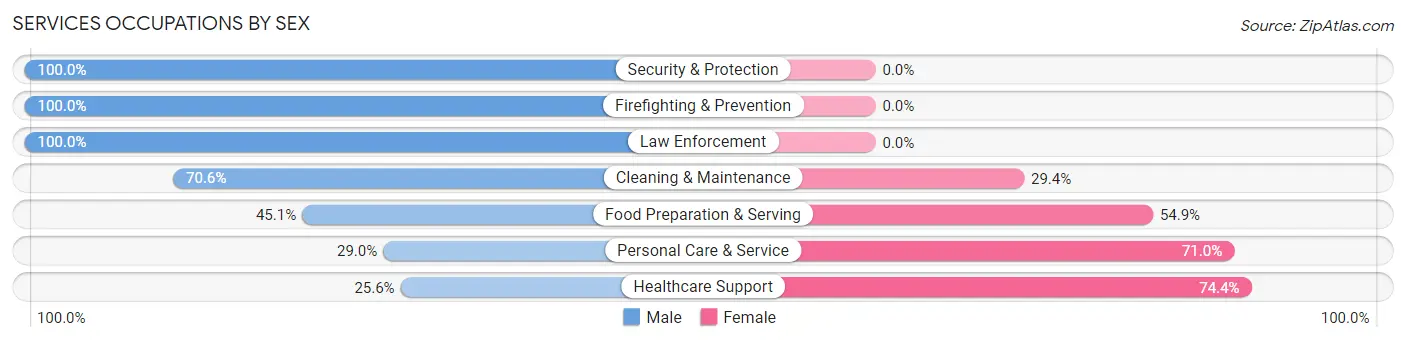 Services Occupations by Sex in Zip Code 73542