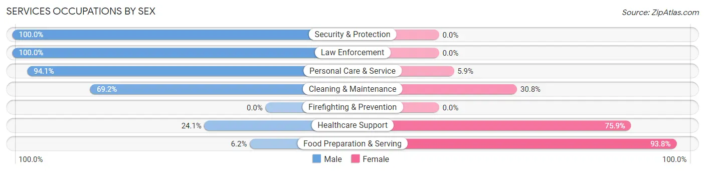 Services Occupations by Sex in Zip Code 73662