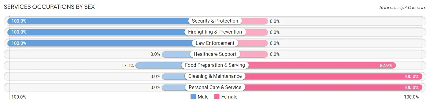 Services Occupations by Sex in Zip Code 73663