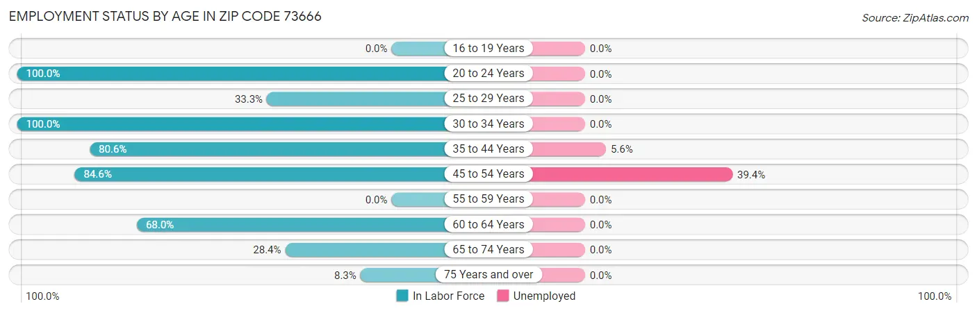 Employment Status by Age in Zip Code 73666