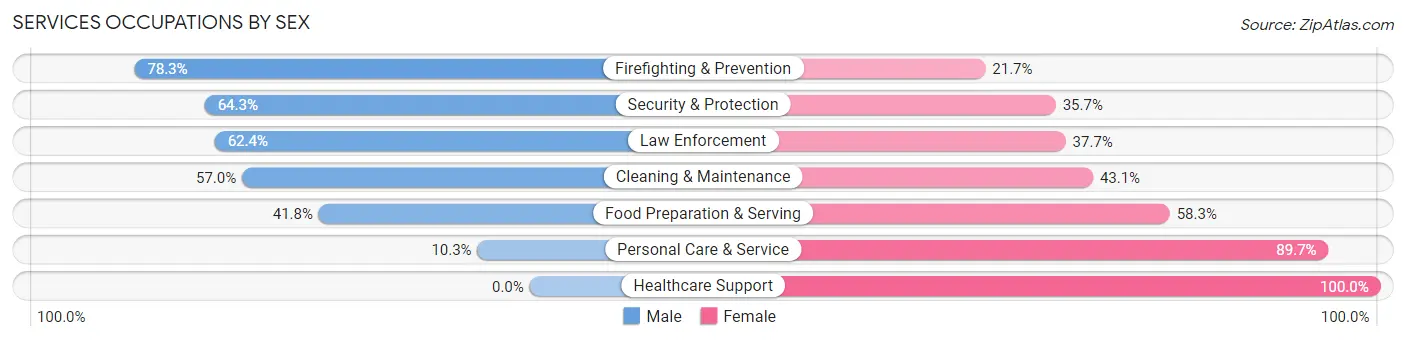 Services Occupations by Sex in Zip Code 73701