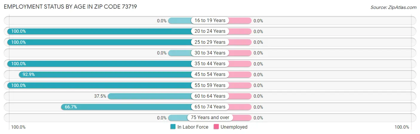 Employment Status by Age in Zip Code 73719