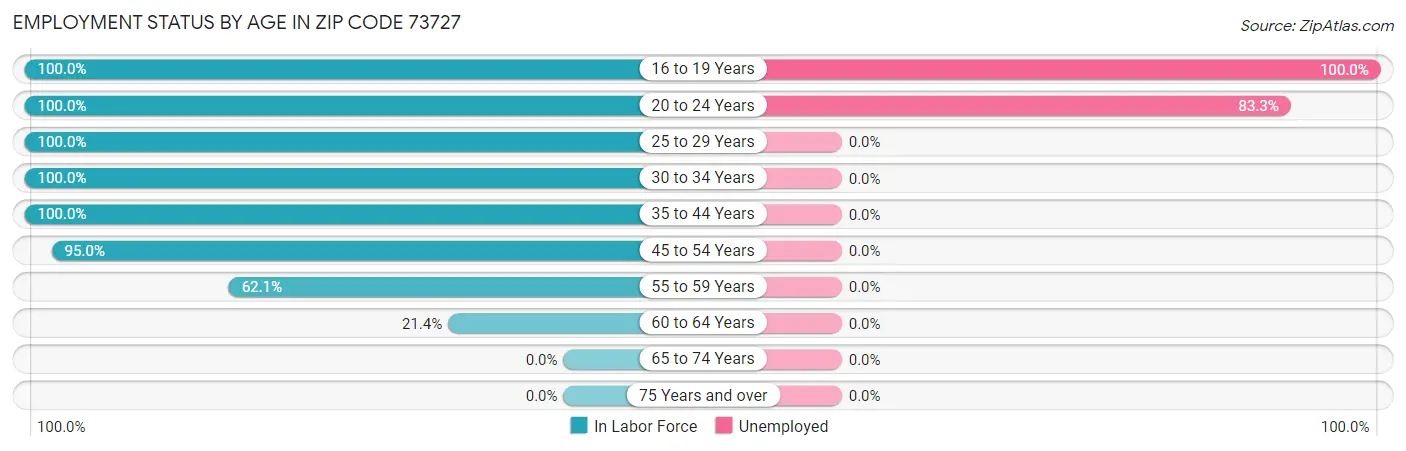 Employment Status by Age in Zip Code 73727
