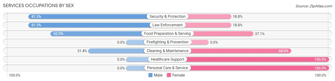 Services Occupations by Sex in Zip Code 73728