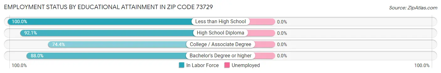 Employment Status by Educational Attainment in Zip Code 73729
