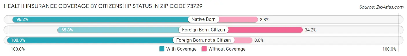 Health Insurance Coverage by Citizenship Status in Zip Code 73729