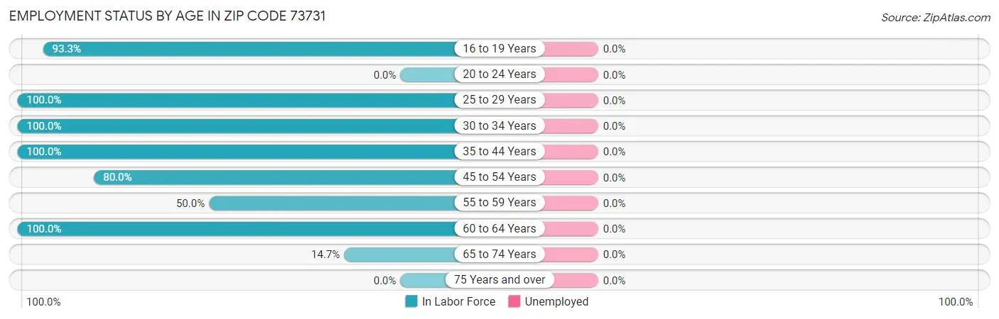 Employment Status by Age in Zip Code 73731