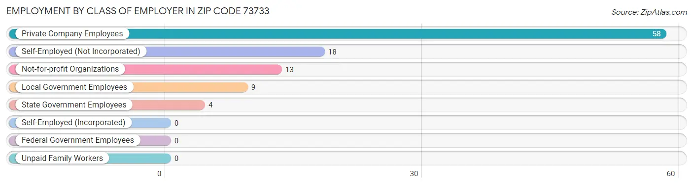 Employment by Class of Employer in Zip Code 73733