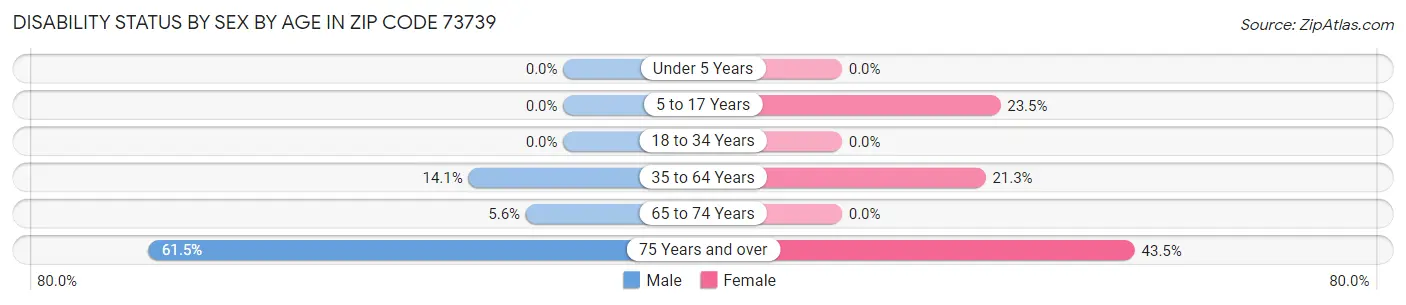 Disability Status by Sex by Age in Zip Code 73739
