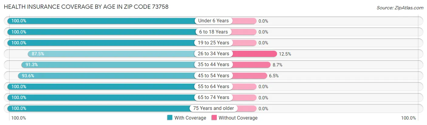 Health Insurance Coverage by Age in Zip Code 73758