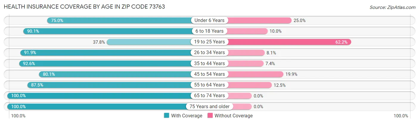 Health Insurance Coverage by Age in Zip Code 73763