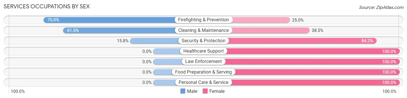 Services Occupations by Sex in Zip Code 73772