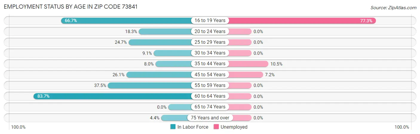 Employment Status by Age in Zip Code 73841