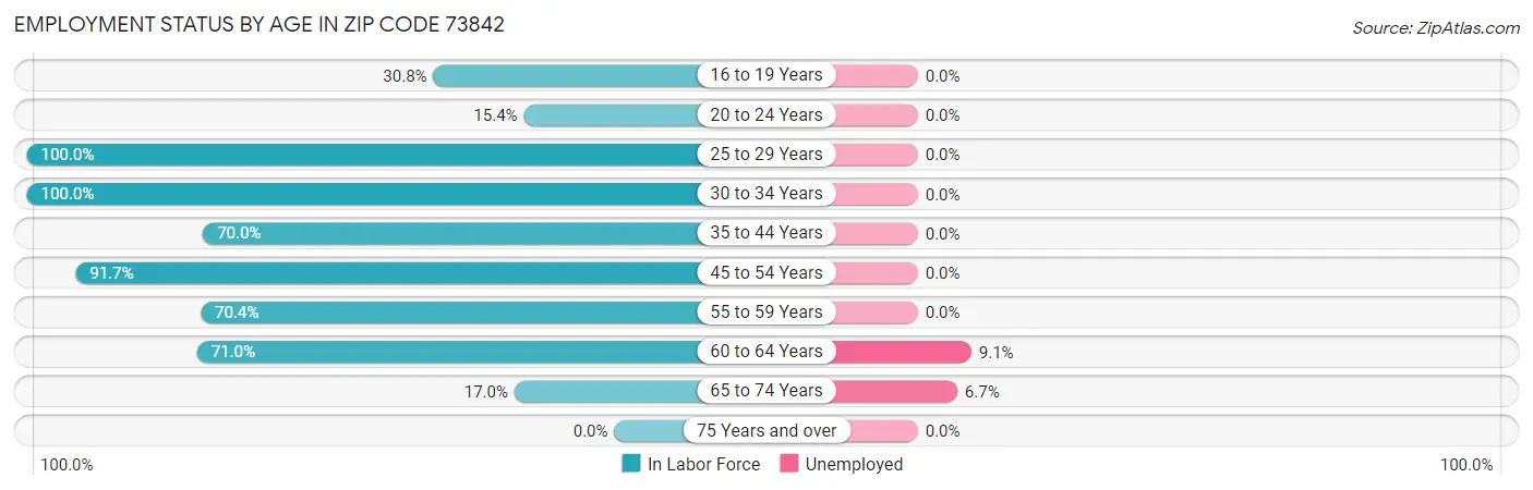 Employment Status by Age in Zip Code 73842