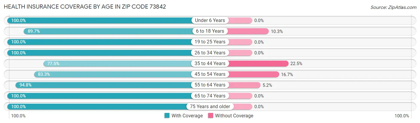 Health Insurance Coverage by Age in Zip Code 73842