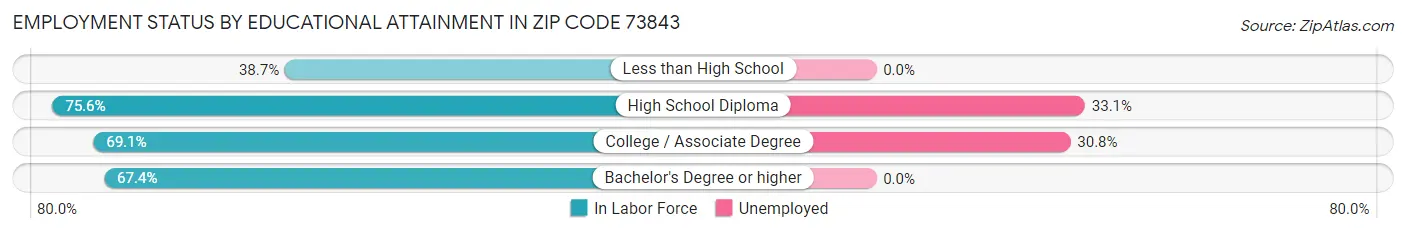 Employment Status by Educational Attainment in Zip Code 73843
