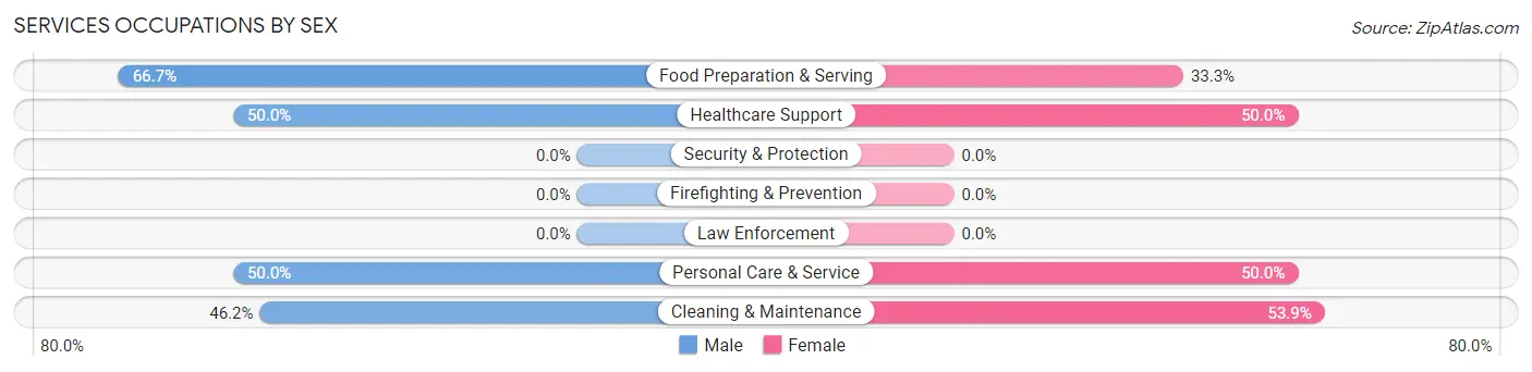Services Occupations by Sex in Zip Code 73843