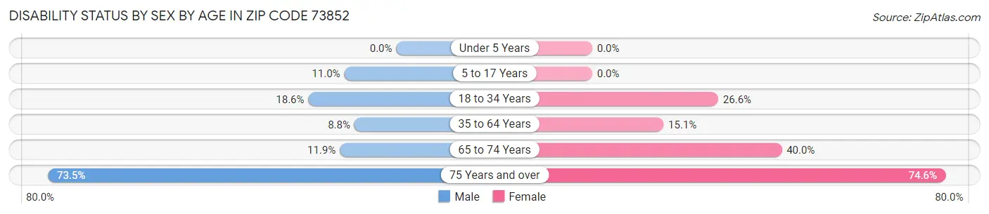 Disability Status by Sex by Age in Zip Code 73852