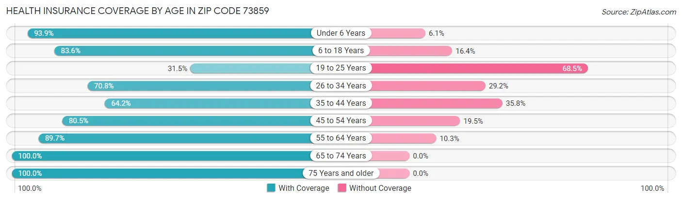 Health Insurance Coverage by Age in Zip Code 73859