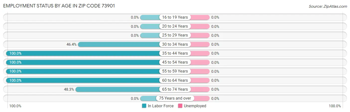 Employment Status by Age in Zip Code 73901