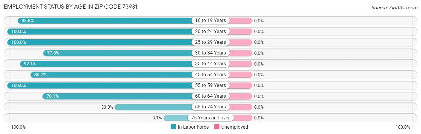 Employment Status by Age in Zip Code 73931