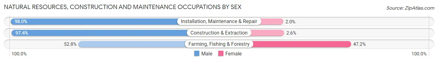 Natural Resources, Construction and Maintenance Occupations by Sex in Zip Code 74010
