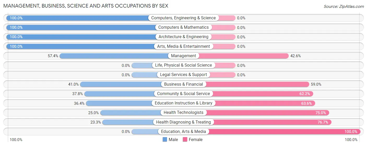 Management, Business, Science and Arts Occupations by Sex in Zip Code 74035