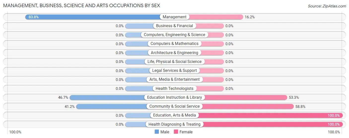 Management, Business, Science and Arts Occupations by Sex in Zip Code 74045