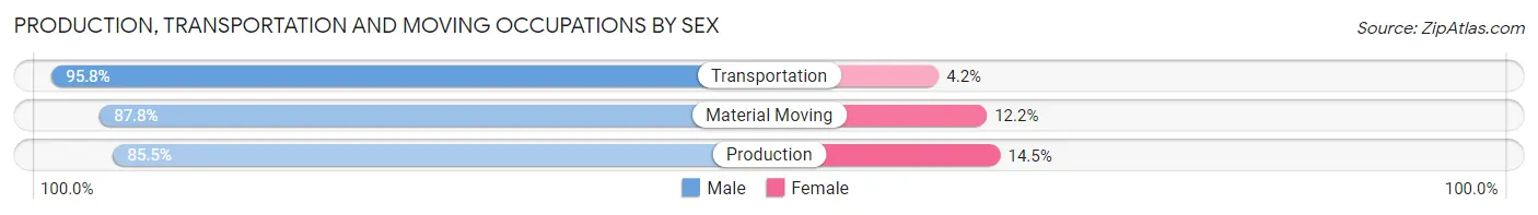 Production, Transportation and Moving Occupations by Sex in Zip Code 74074