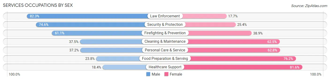 Services Occupations by Sex in Zip Code 74134