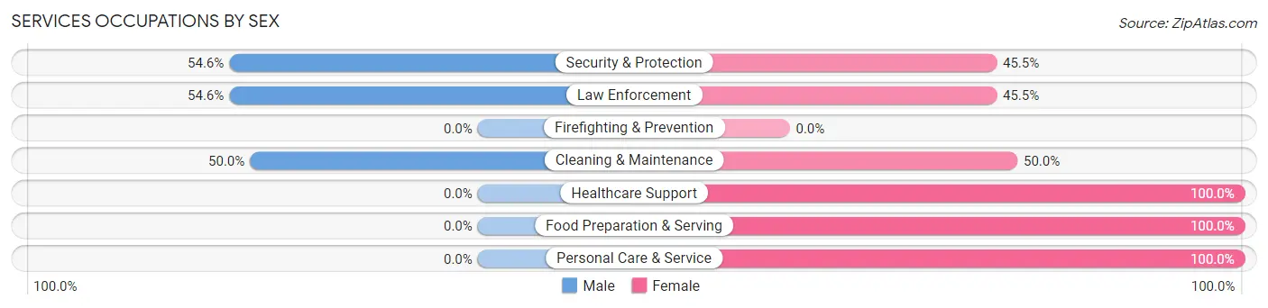 Services Occupations by Sex in Zip Code 74333
