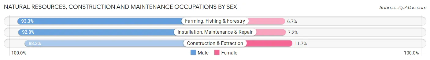 Natural Resources, Construction and Maintenance Occupations by Sex in Zip Code 74338