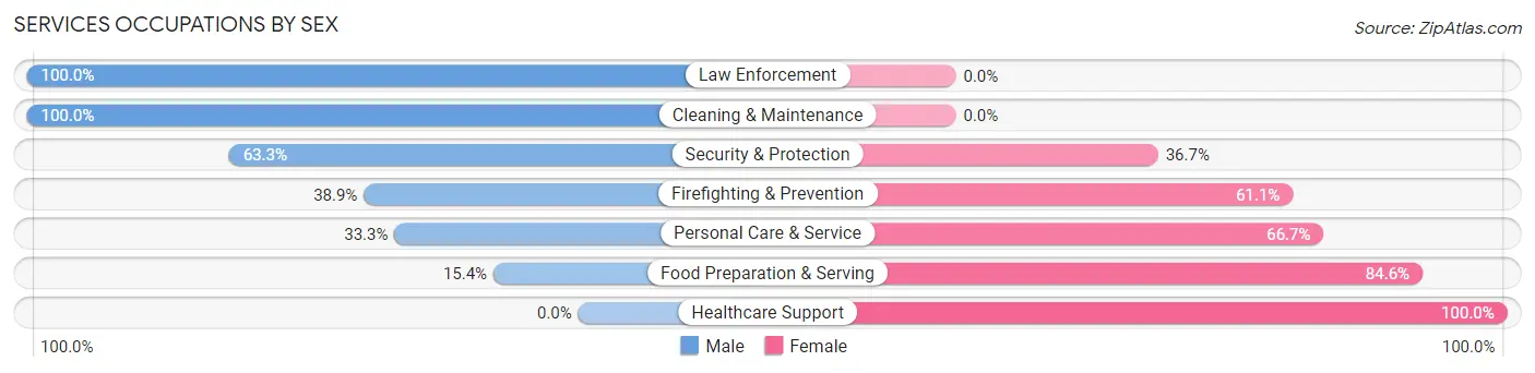 Services Occupations by Sex in Zip Code 74347