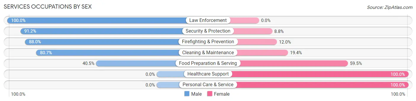 Services Occupations by Sex in Zip Code 74363