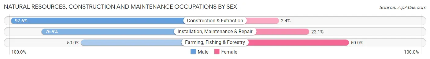 Natural Resources, Construction and Maintenance Occupations by Sex in Zip Code 74366