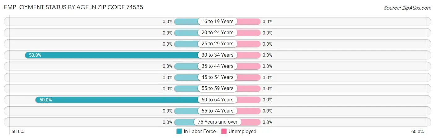Employment Status by Age in Zip Code 74535