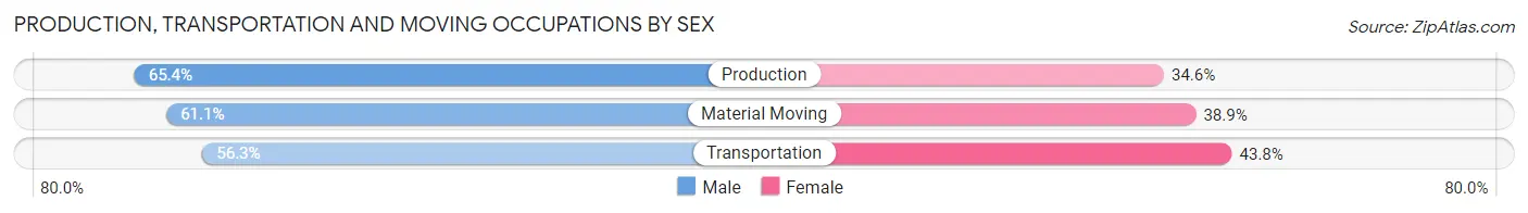 Production, Transportation and Moving Occupations by Sex in Zip Code 74552