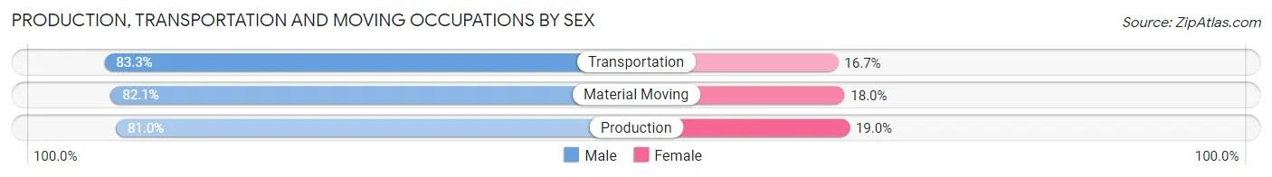 Production, Transportation and Moving Occupations by Sex in Zip Code 74553