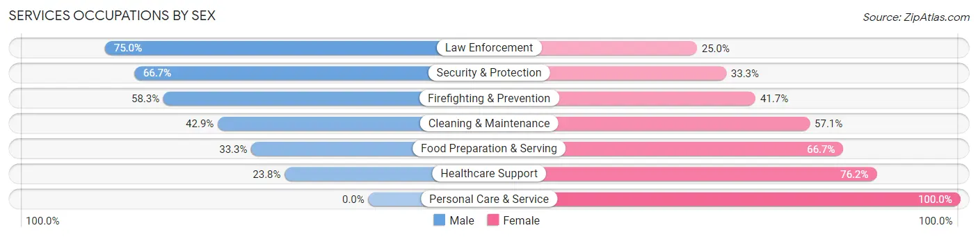 Services Occupations by Sex in Zip Code 74569