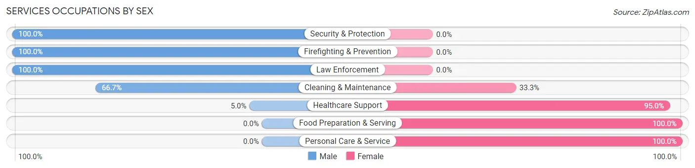 Services Occupations by Sex in Zip Code 74570