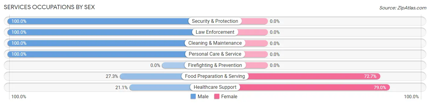 Services Occupations by Sex in Zip Code 74572