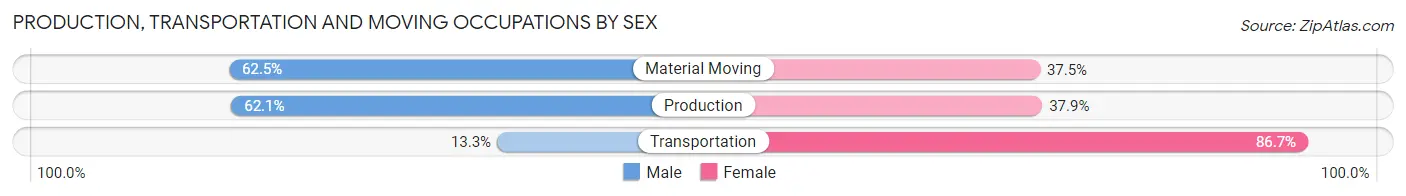 Production, Transportation and Moving Occupations by Sex in Zip Code 74651