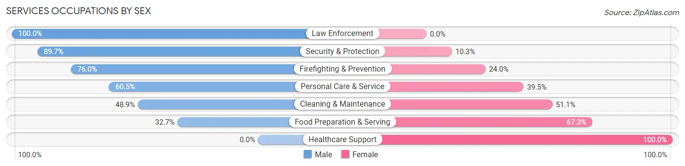 Services Occupations by Sex in Zip Code 74728